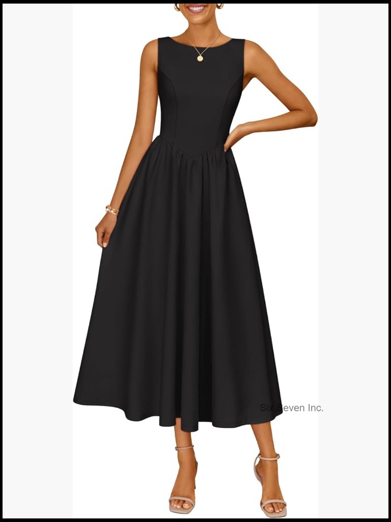 Sleeveless Cocktail Dress A Line Midi Wedding Guest Party